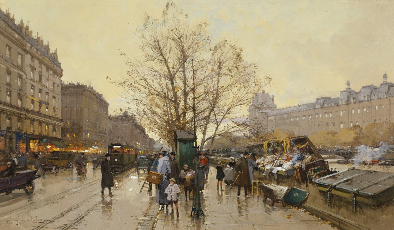 Pariisin satamat; Les Quais Pariisissa tekijältä Eugene Galien Laloue