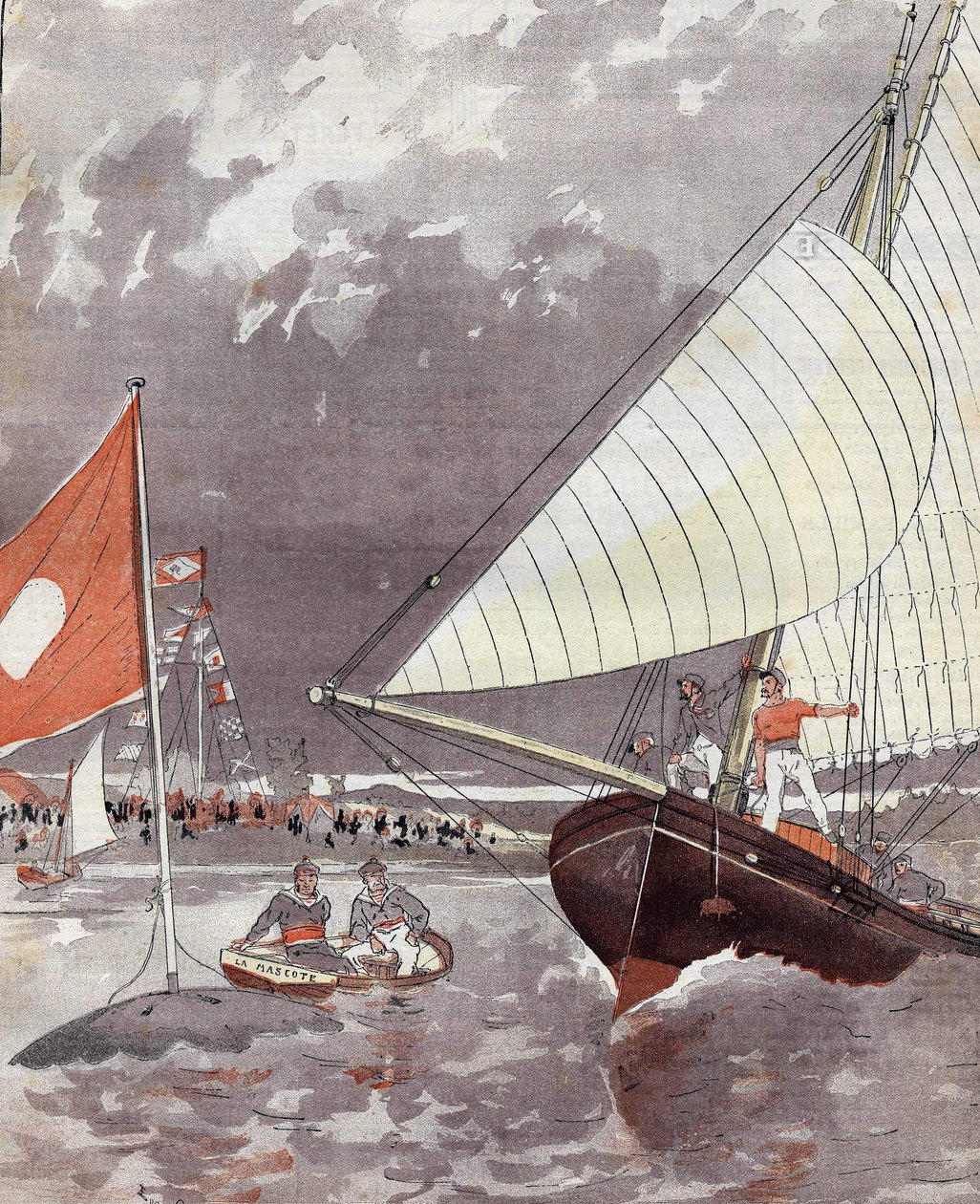 Regates Le Havressa vuonna 1892, perustuu herra Courbonin akvarelliin. tekijältä Eugene (after) Courboin