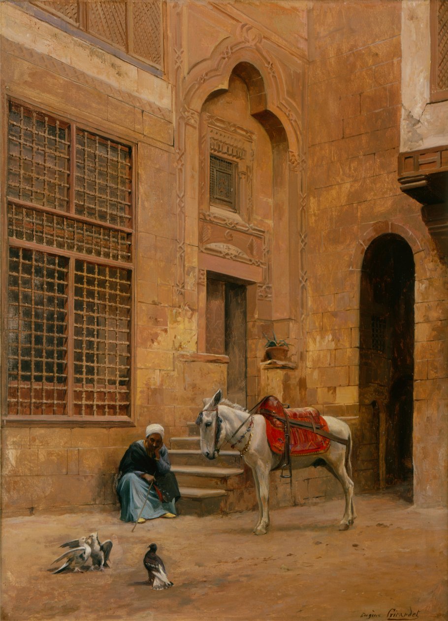 The Courtyard (öljy kankaalle) tekijältä Eugene Alexis Girardet
