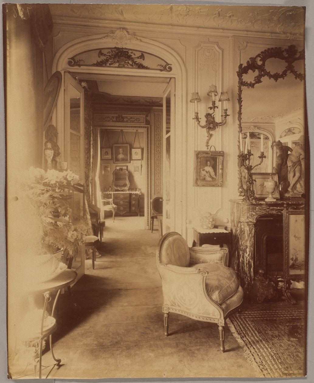 Comédie-Françaisen neiti Sorelin interiööri, Avenue des Champs-Élysées tekijältä Eugène Atget