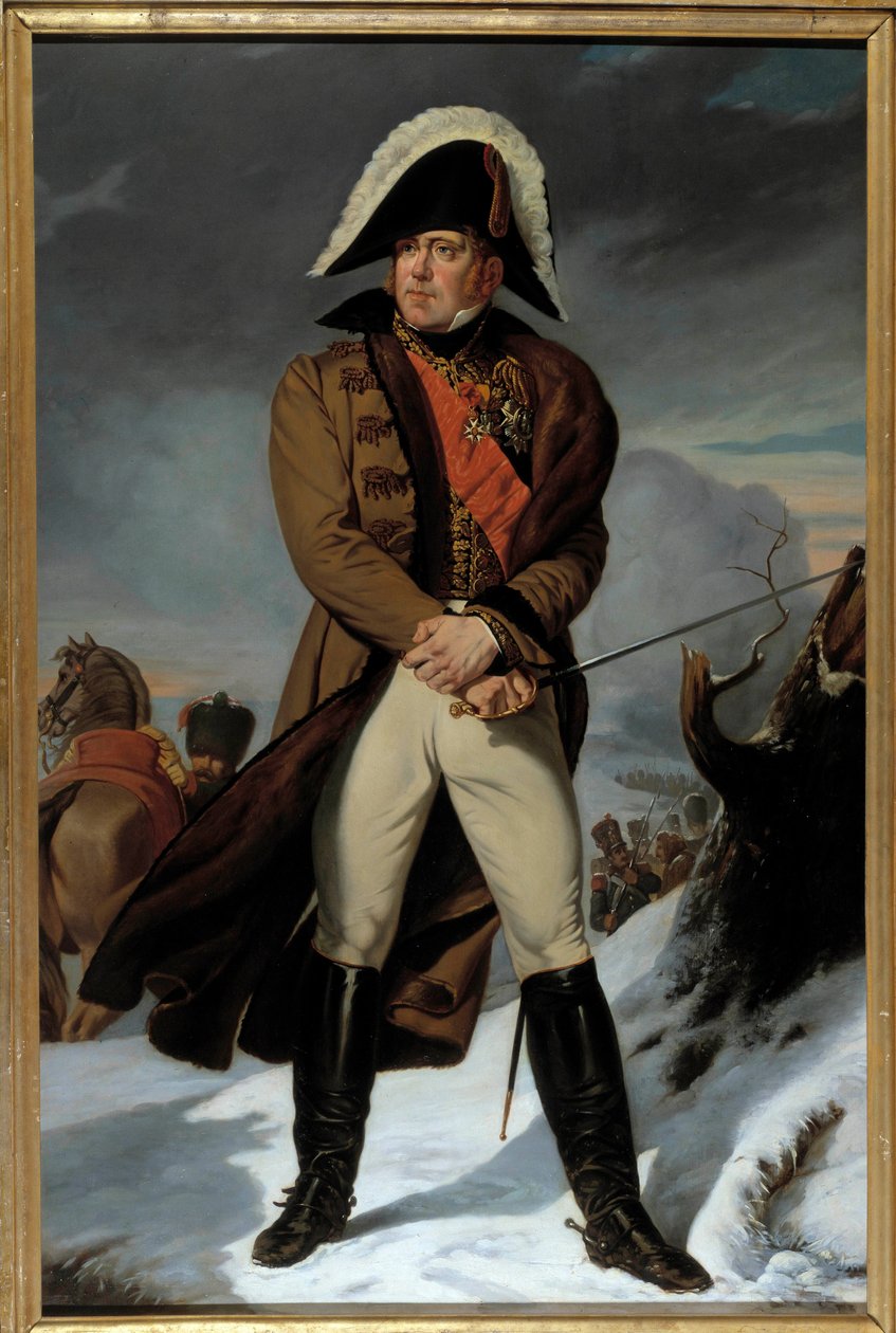 Muotokuva Michel Neyn (1769-1815), Elchingenin herttua, Moskovan prinssi (Moskova), Marechal Ranskan Eugene Battaille (1817-1875) maalaus. 1800-luvulla. Himmeä. 2,15 x 1,4 m. - Täyspitkä muotokuva Michel Neystä (1769-1815), Elchingenin herttua, P tekijältä Eugene Battaille