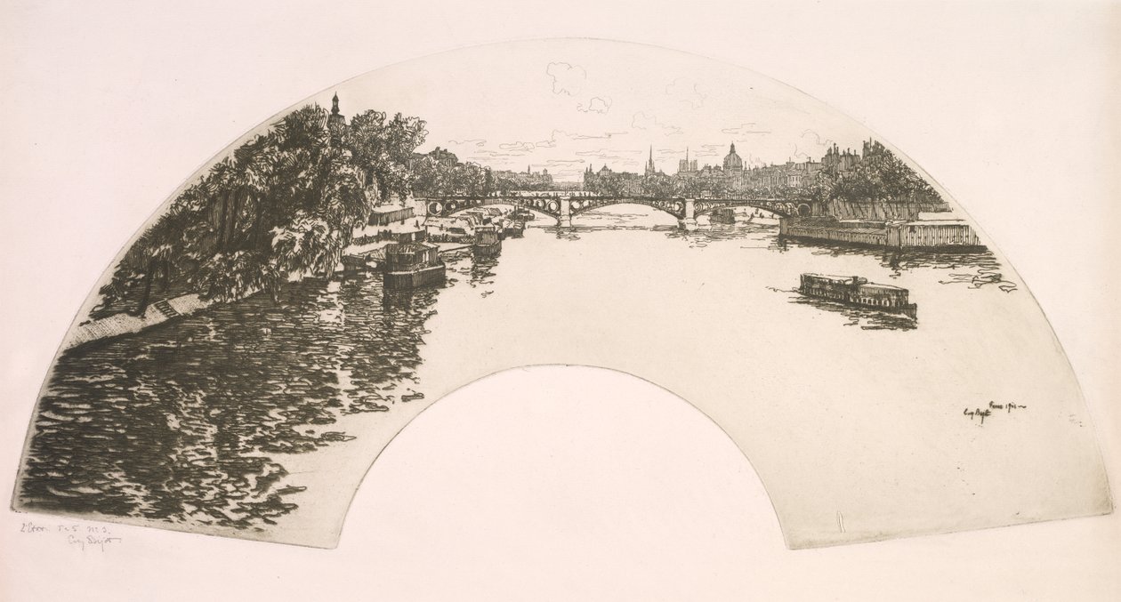Ventilador, El Sena vist des del Pont Royal (Éventail, La Seine vue du Pont Royal) finlandès tekijältä Eugene Bejot