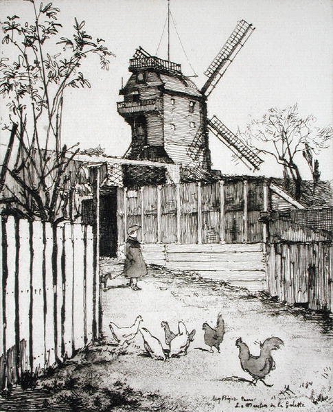 Moulin de la Galette, teoksesta "Du Ier au XXeme: Les Arondissements de Paris...", julkaistu 1903 (etsaus) tekijältä Eugene Bejot