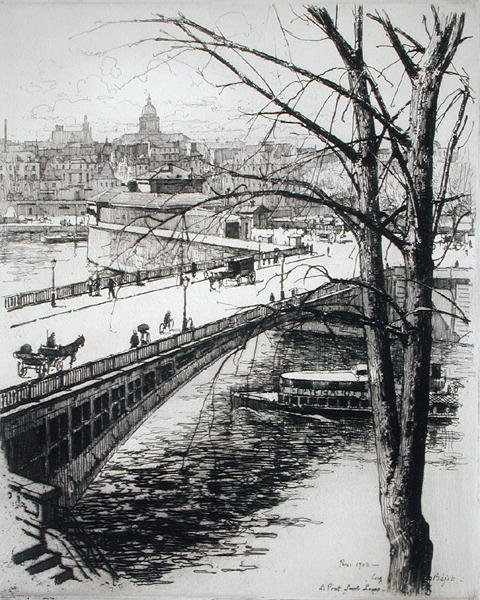 Pont St. Louis, teoksesta "Du Ier au XXeme: Les Arrondissements de Paris...", julkaistu 1903 (etsaus) tekijältä Eugene Bejot