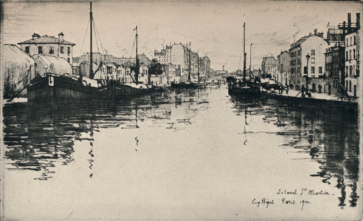 Canal St Martin, 1915 tekijältä Eugene Bejot