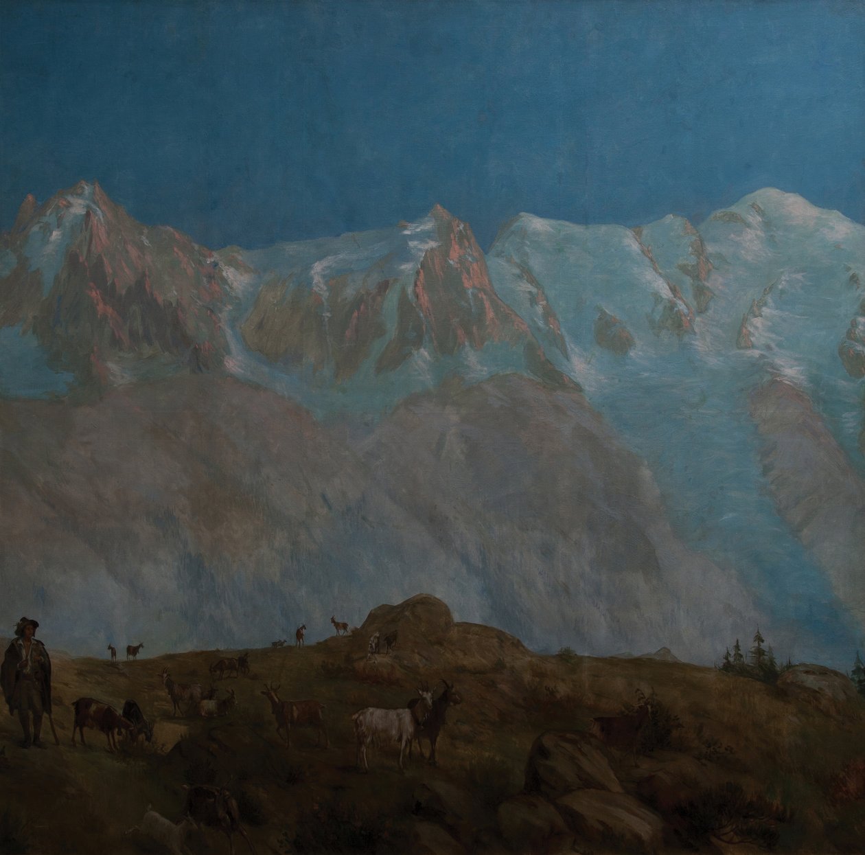 Mont Blanc, Aiguilles du Midi du Plan (Öljy kankaalle) tekijältä Eugene Bourgeois