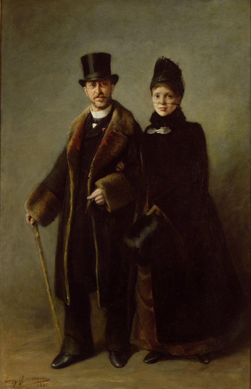 Heinrich Schliemann (1822-90) ja hänen vaimonsa tekijältä Eugene Broerman