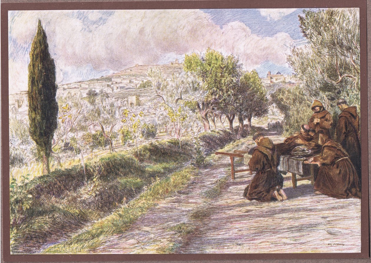 Pyhä Franciscus siunaa Assisin kaupunkia vuonna 1919 tekijältä Eugene Burnand