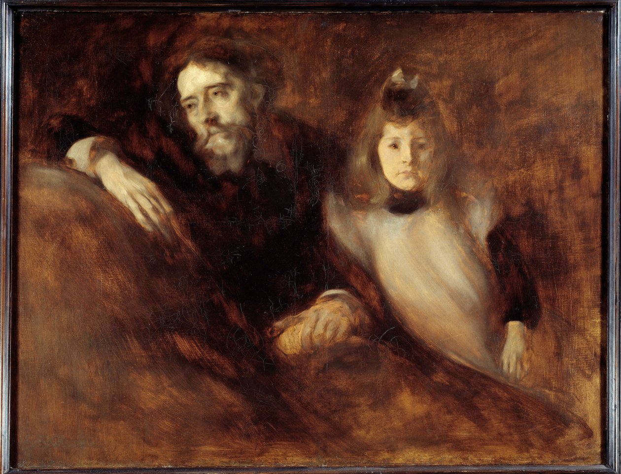 Alphonse Daudet (1840 - 1897) ja hänen tyttärensä. Eugene Carrieren (1849-1906) maalaus tekijältä Eugène Carrière