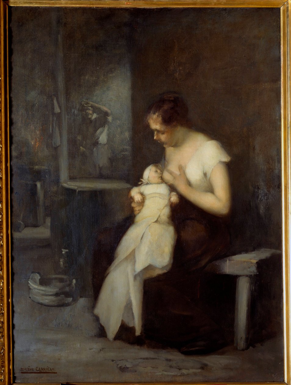 Eugene Carrieren (1849-1906) maalaus imettävästä naisesta 1879 su. 0,81x0,59 m Rouen, Musee des Beaux Arts tekijältä Eugène Carrière