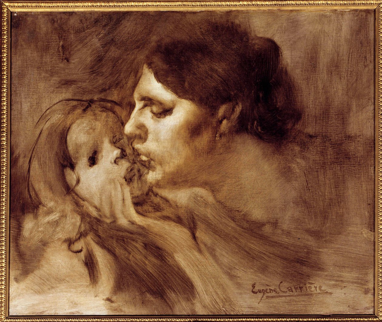 Eugene Carrieren (1849-1906) Äidin suudelmamaalaus 1800-luku 0,46 x 0,55 m Pariisi, Musee d