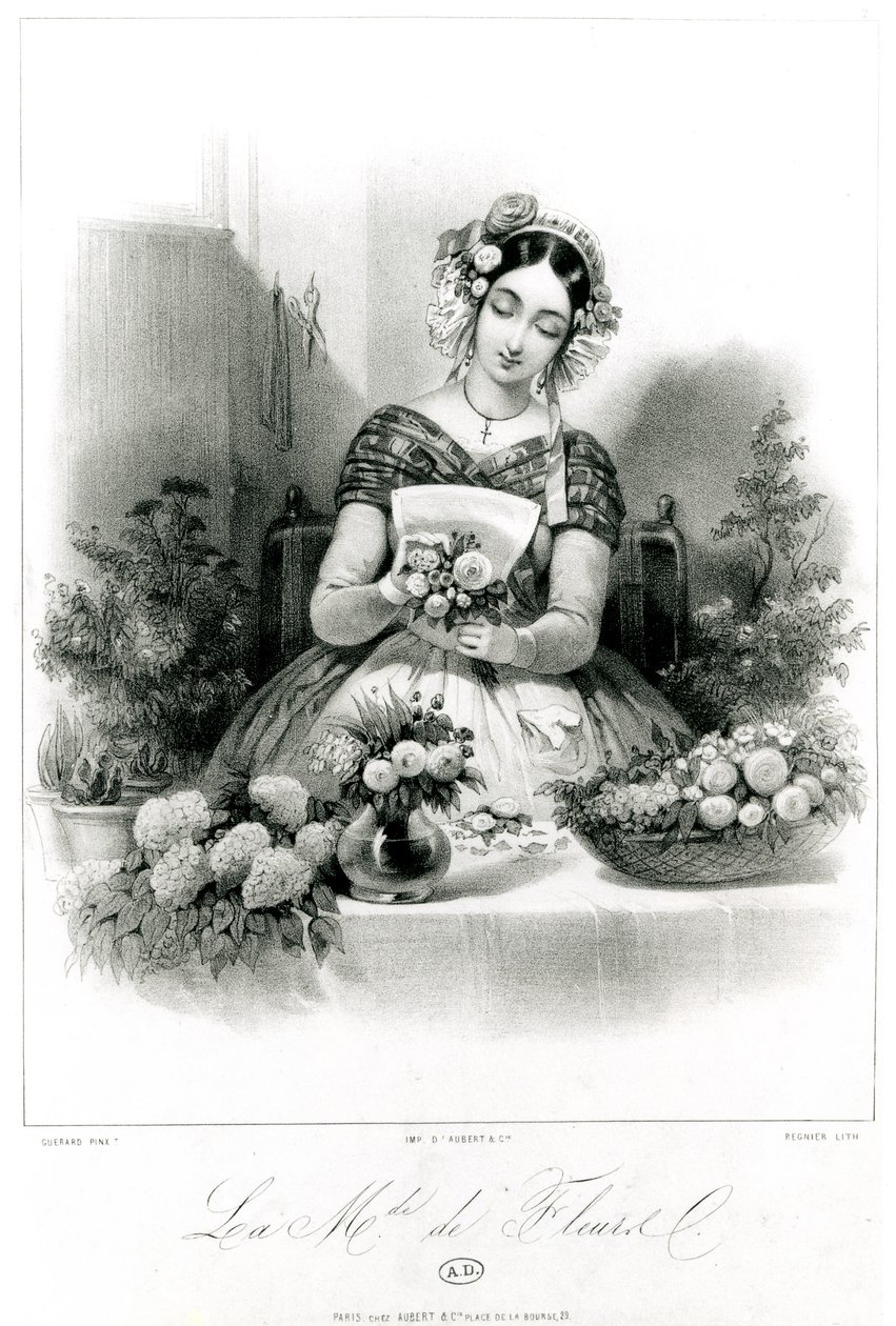 Kukkamyyjä, c. 1840 tekijältä Eugene Charles Francois Guerard