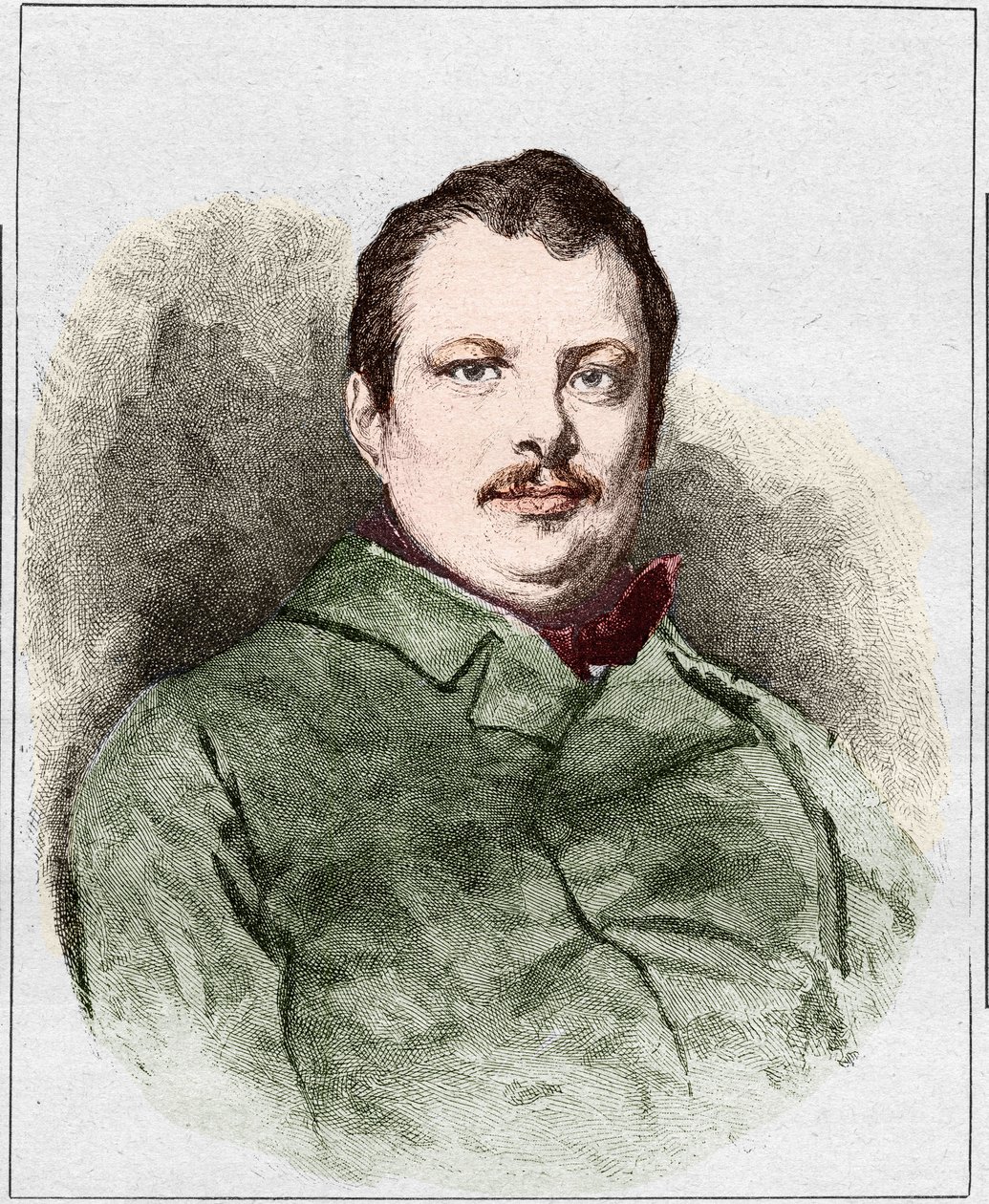 Honore Balzacin muotokuva vuonna 1830 (1799 - 1850), ranskalainen kirjailija. Kaiverrus Eugene Chiquet. tekijältä Eugene Chiquet