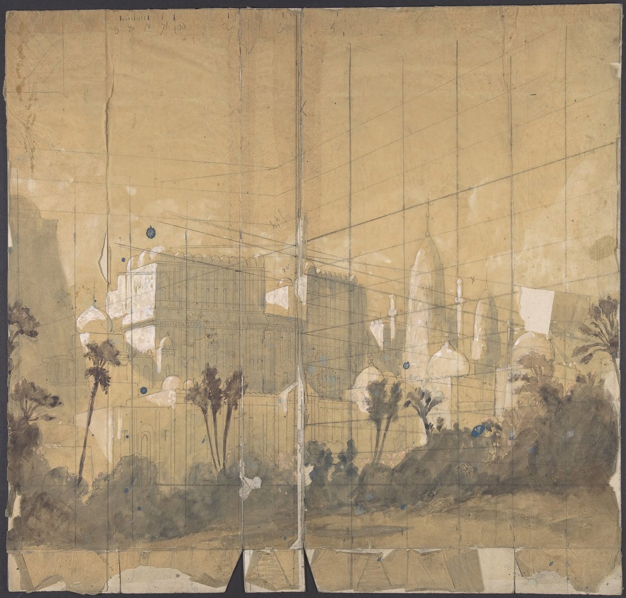 Suunnitelma lavastukselle Pariisin oopperassa, 1828-90. tekijältä Eugene Ciceri