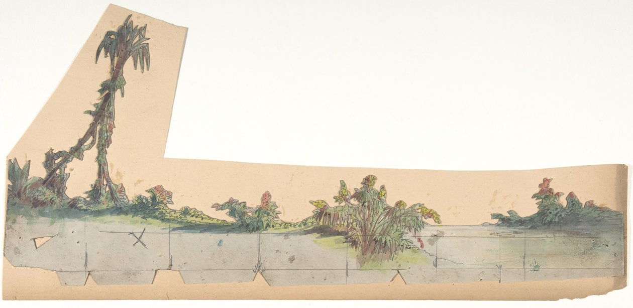 Suunnitelma lavastukselle Pariisin oopperassa, 1828-90. tekijältä Eugene Ciceri