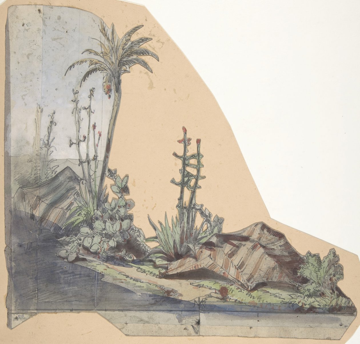 Suunnitelma lavastukselle Pariisin oopperassa, 1830-90. tekijältä Eugene Ciceri