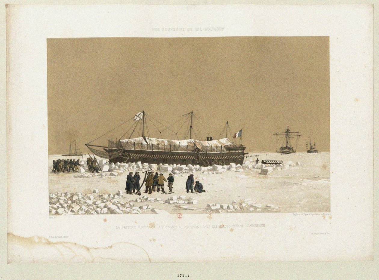 Kelluva akku Tonnante jäällä lähellä Kinburnia, 1856 tekijältä Eugene Ciceri