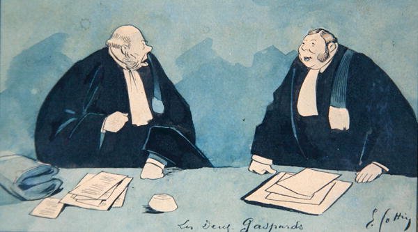 Two Lawyers, n. 1900 (väri litho) tekijältä Eugene Cottin