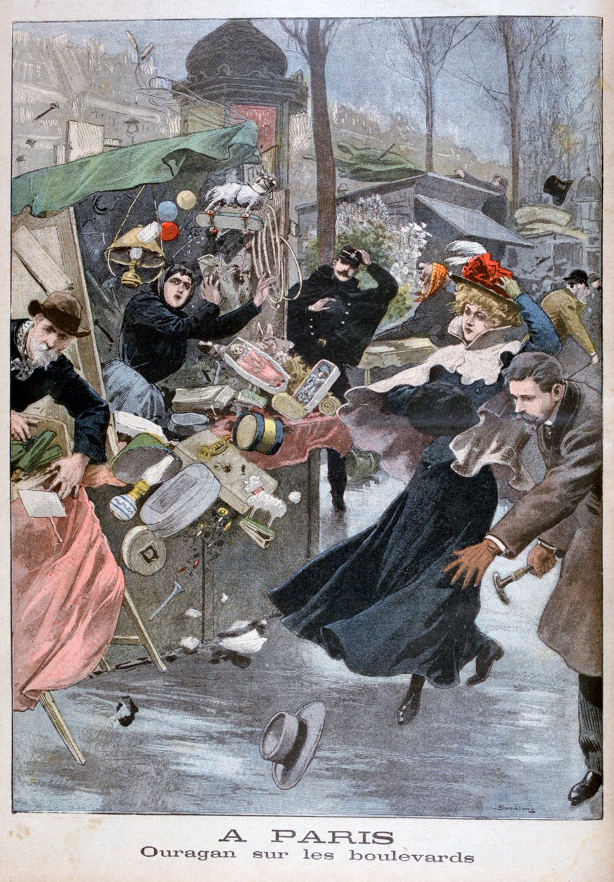 Hurrikaani bulevardeilla, Pariisi, 1900 tekijältä Eugene Damblans