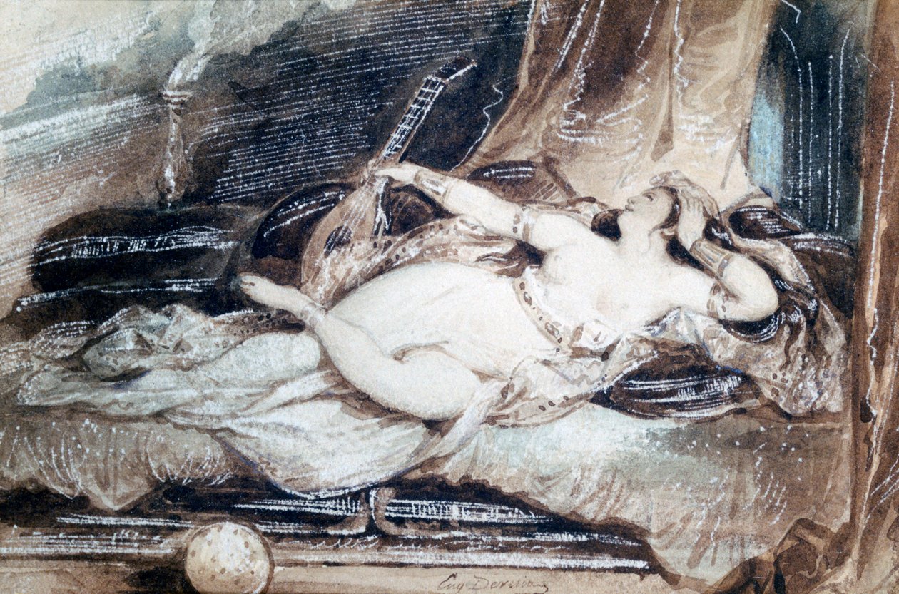 Makaava Odalisque, c1815-1865 tekijältä Eugene Deveria