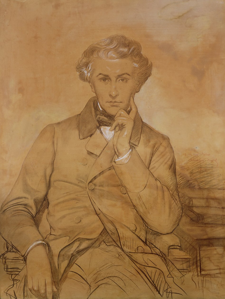 Henri Reberin (1807-80) muotokuva (kynä ja valkoinen liitu paperille) tekijältä Eugene Emmanuel Amaury Duval