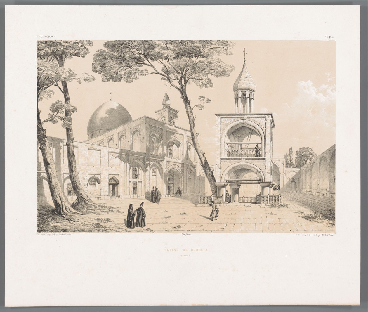 Isfahanin Vankin katedraali Eglise de Djoulfa Ispahan (otsikko esineessä) Persialaiset maisemat (sarjan nimi) Perse modern (sarjan nimi) tekijältä Eugene Flandin