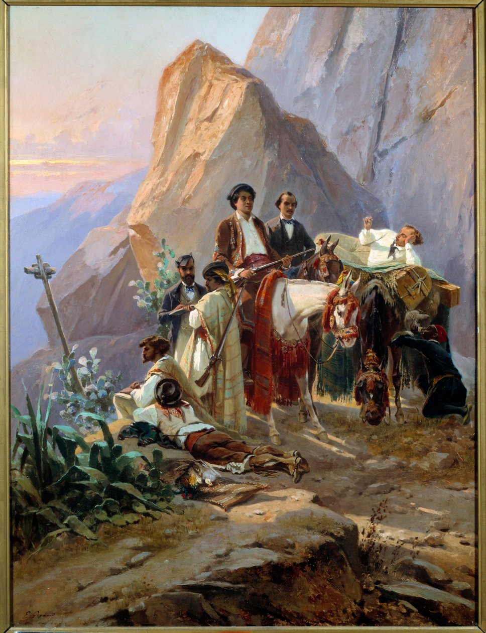 Alexandre Dumasin ja hänen ystäviensä vuonna 1846 tekemä matkamuisto Pariisista Cadiziin (öljy kankaalle) tekijältä Eugene Giraud