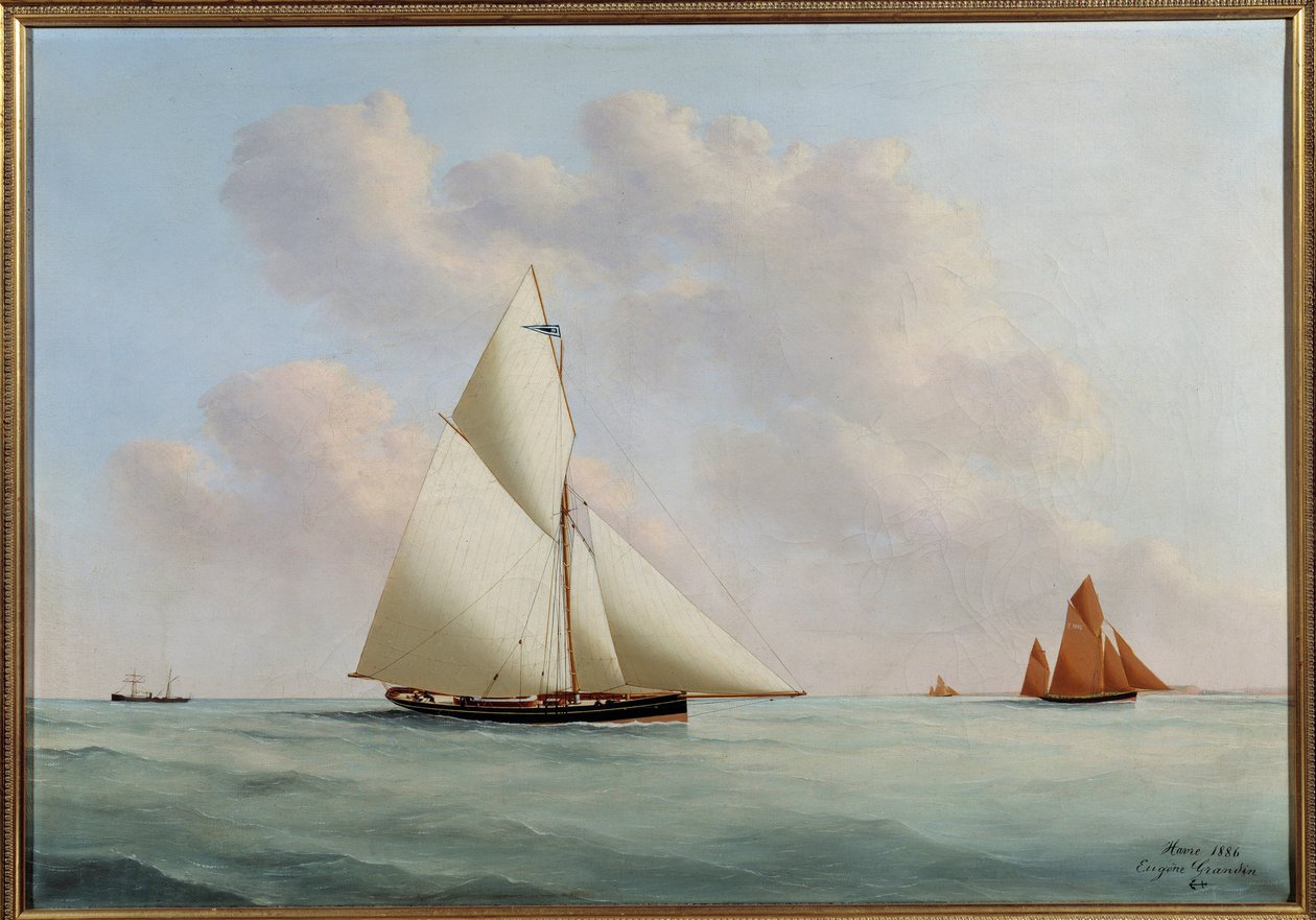 Yacht Sylph regatassa. Eugene Margueritte-Grandinin maalaus Eugene Grandinissa (1833-1916) tekijältä Eugene Grandin