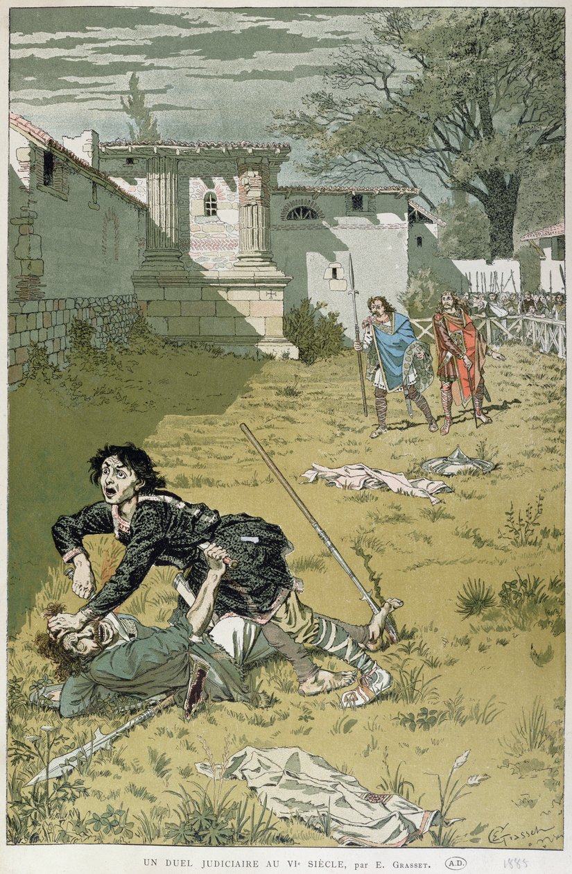 Oikeudellinen kaksintaistelu Merovingian Timesissa, 1888 tekijältä Eugene Grasset