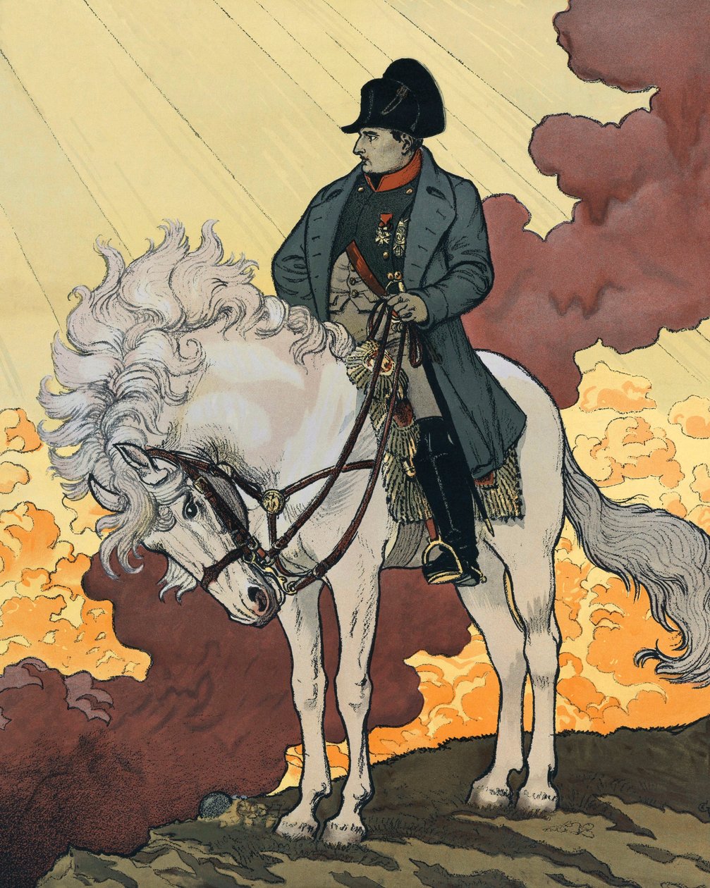 Napoleon I Bonaparten (1769-1821) uusi elämä. 1894 Eugene Samuel GRASSETin (1845-1917) litografia julkaistiin "" The Century Magazine -lehdessä". Yksityinen kokoelma. tekijältä Eugene Grasset