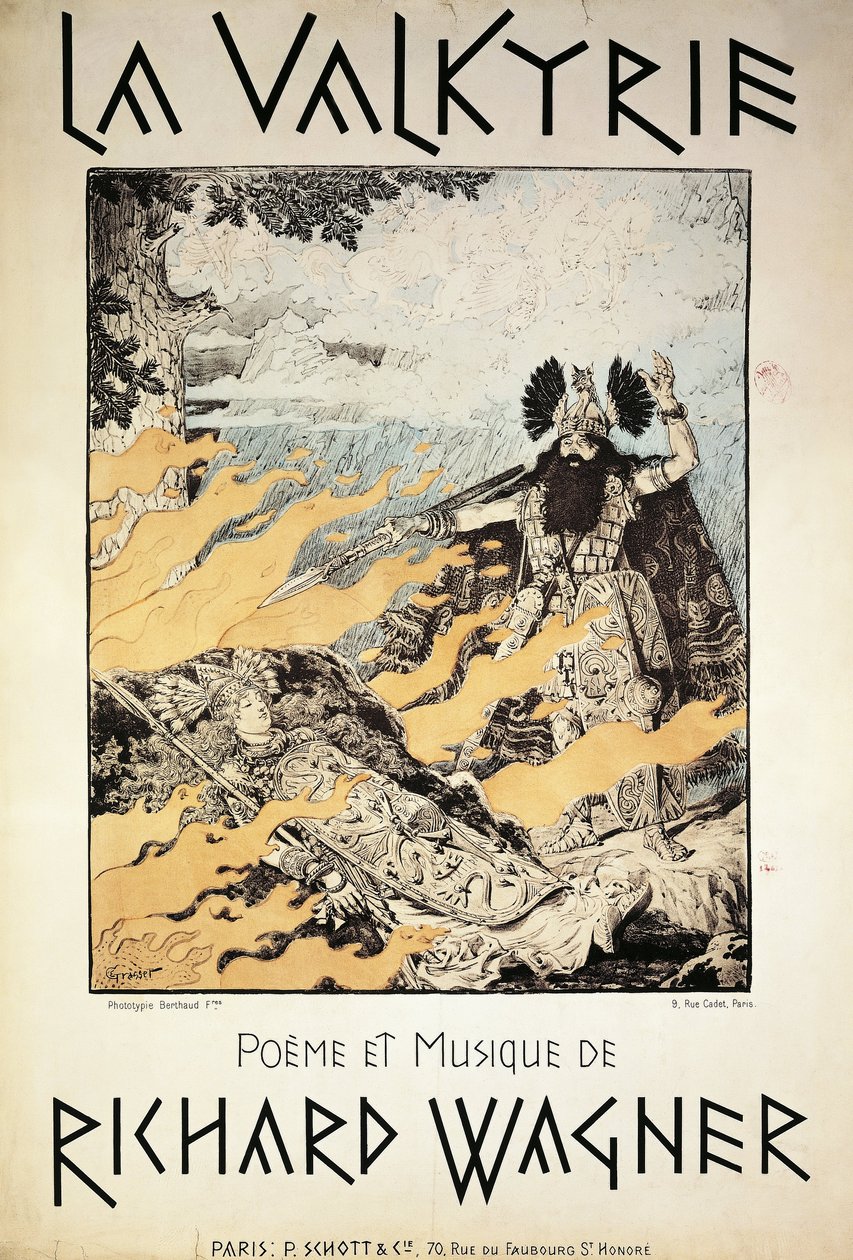 Ranska, Pariisi, Richard Wagnerin Valkyrie-juliste tekijältä Eugene Grasset