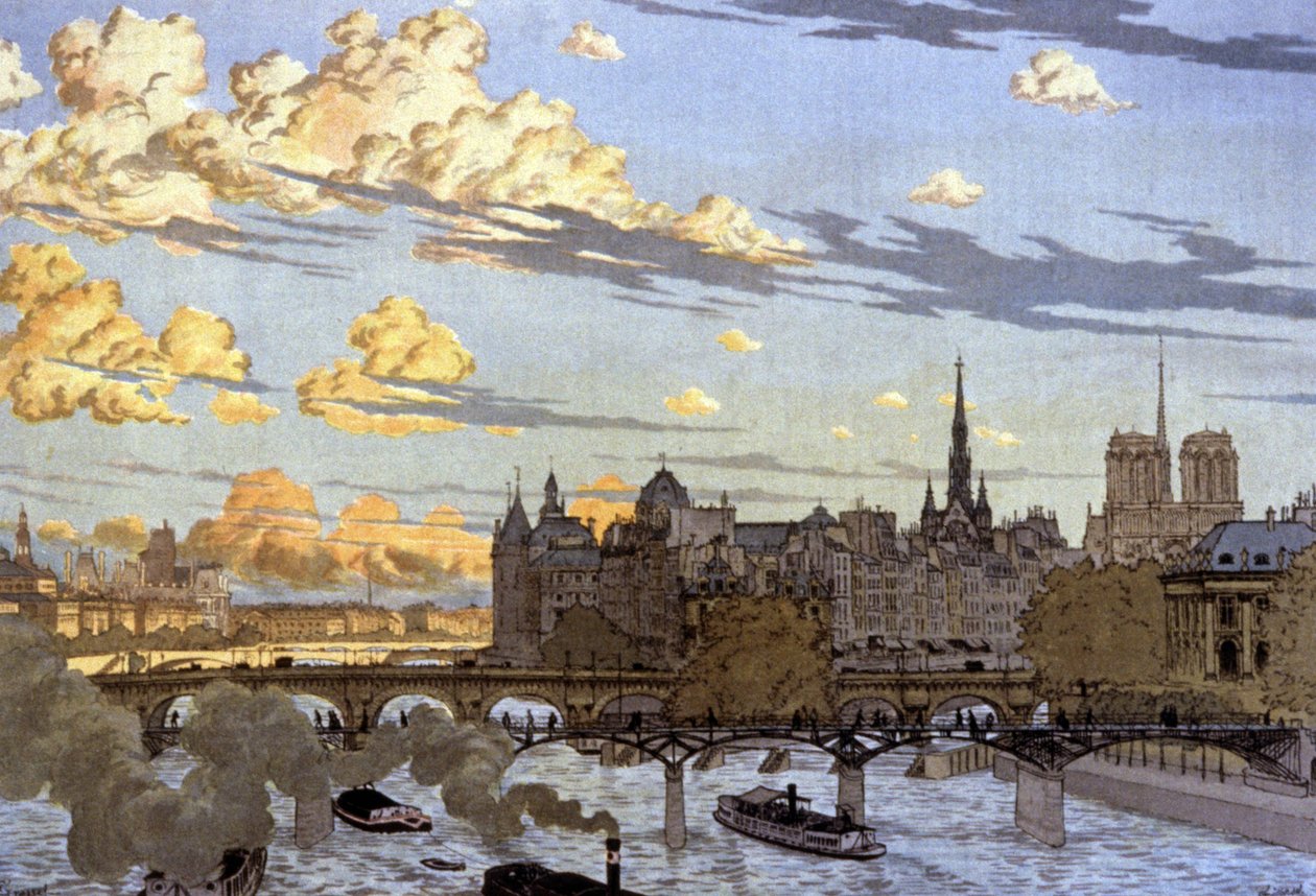 Ile de la Cite Louvren sillalta katsottuna tekijältä Eugene Grasset