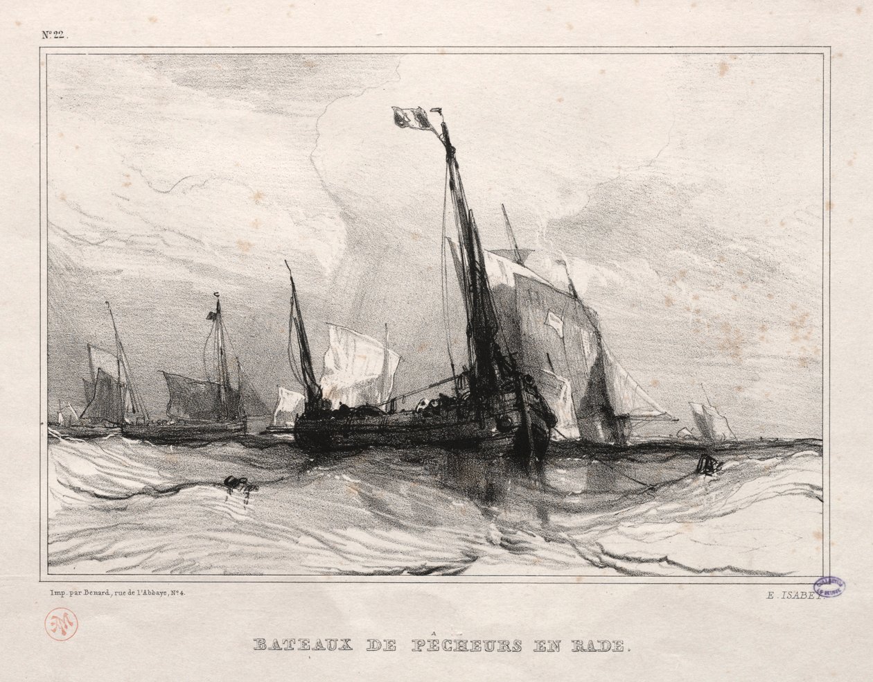 Kalastusveneet ankkurissa, 1836. tekijältä Eugene Isabey