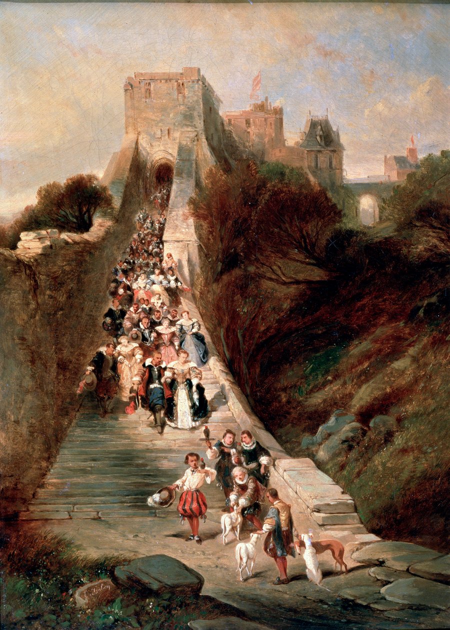 Poistuminen linnasta, 1800-luku tekijältä Eugene Isabey