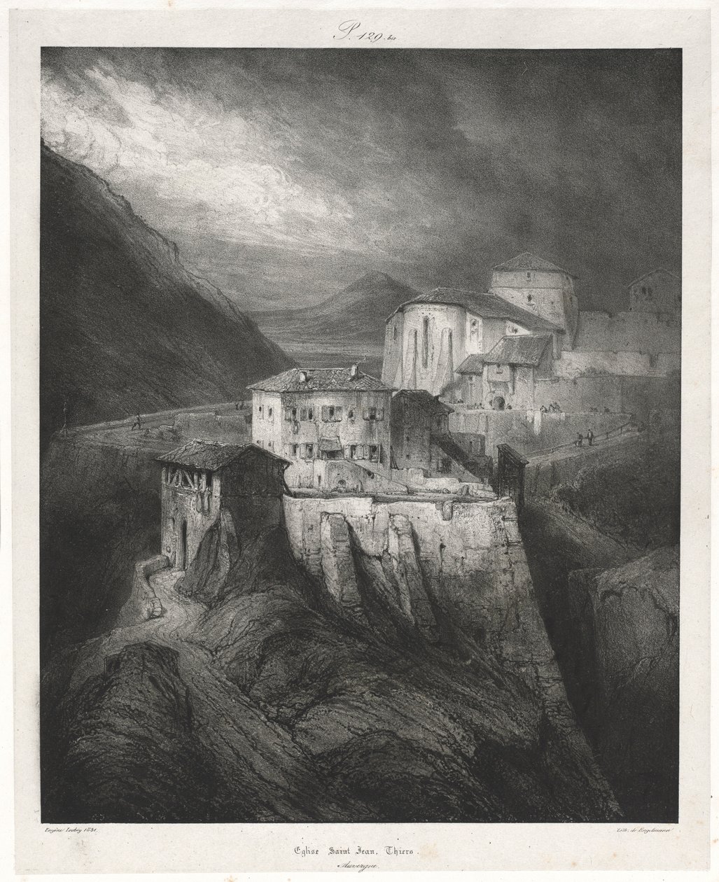 Kuvankauniita ja romanttisia matkoja vanhassa Ranskassa: Auvergne voi. II: St. John Church, Thiers, Plate tekijältä Eugene Isabey