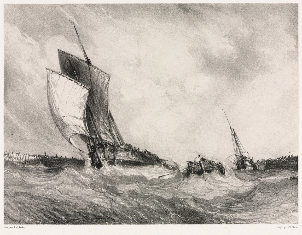 Kuusi merijalkaväkeä: Paluu satamaan, 1833. tekijältä Eugene Isabey