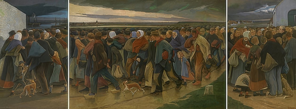 Maahanmuuttajat (triptyykki). 1896 tekijältä Eugene Laermans