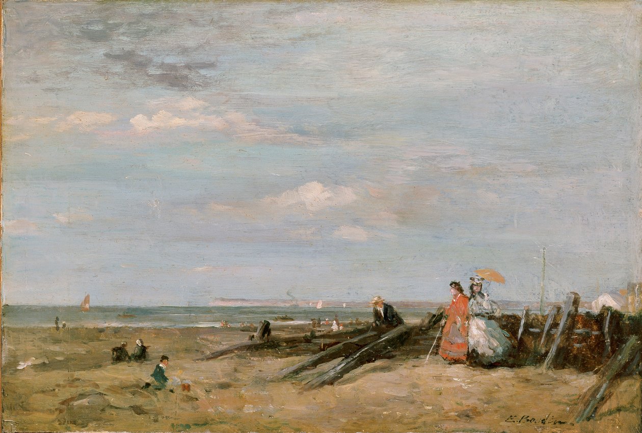 Rantakohtaus Trouvillessa 1860-luvulla tekijältä Eugene Louis Boudin