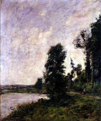 Along the Touques, n. 1890-1891 (öljy kankaalle) tekijältä Eugene Louis Boudin