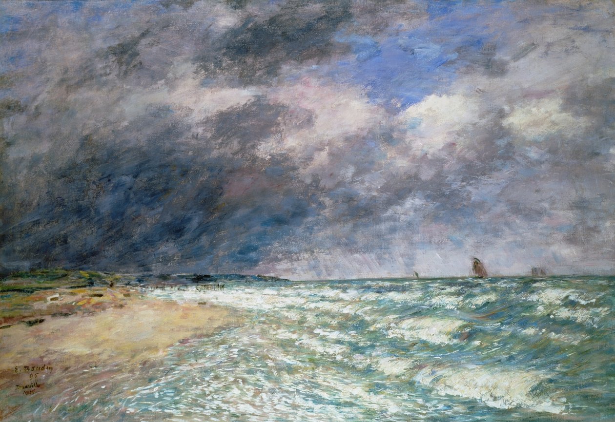 Seinen suistoveneitä, 1880 (pastellivärit paperille) tekijältä Eugene Louis Boudin
