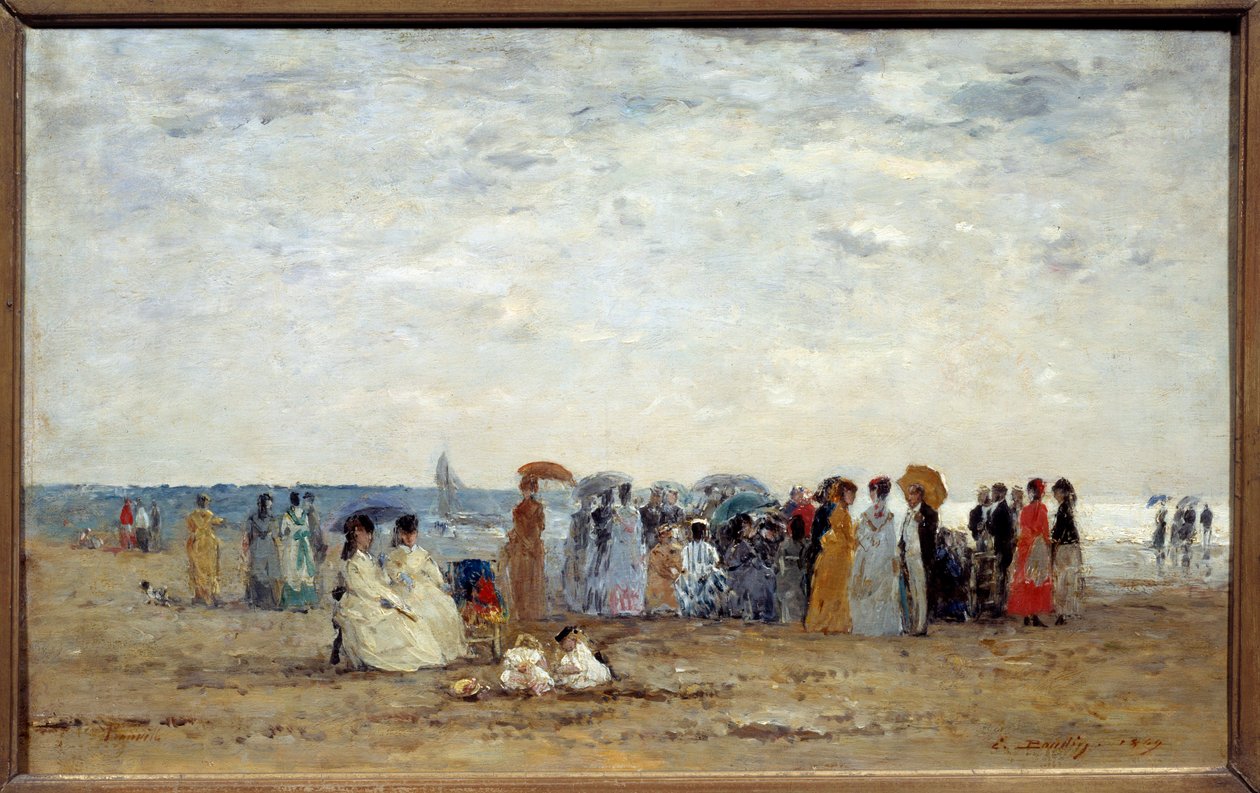 Uimareita Trouvillen rannalla Calvadosissa. Eugene Louis Boudinin (1824-1898) maalaus tekijältä Eugene Louis Boudin