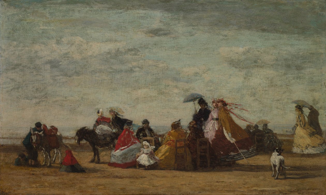 Rantakuvaus, c. 1865-1867 (öljy puulevylle) tekijältä Eugene Louis Boudin