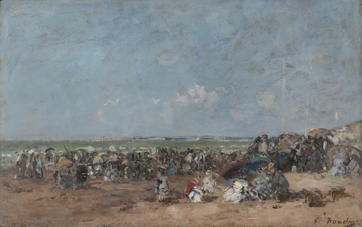 Rantakohtaus Trouvillessa, n. 1870-1874 tekijältä Eugene Louis Boudin