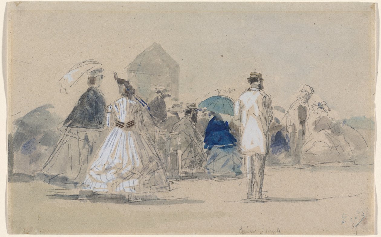 Crinolines on the Beach, n. 1865. tekijältä Eugene Louis Boudin