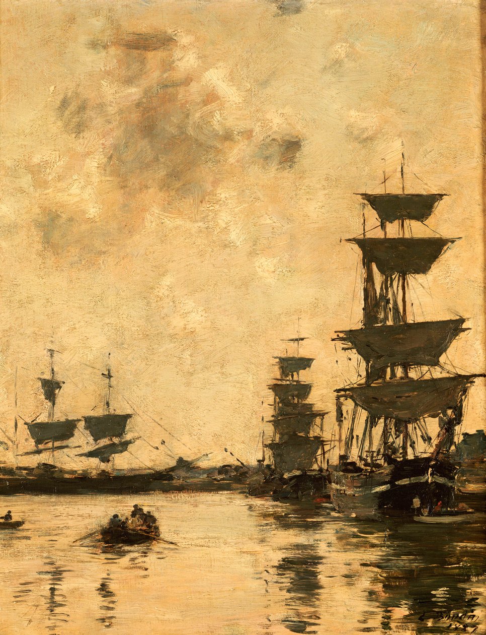 Deauville: Kuunarit ankkurissa, 1887 tekijältä Eugene Louis Boudin