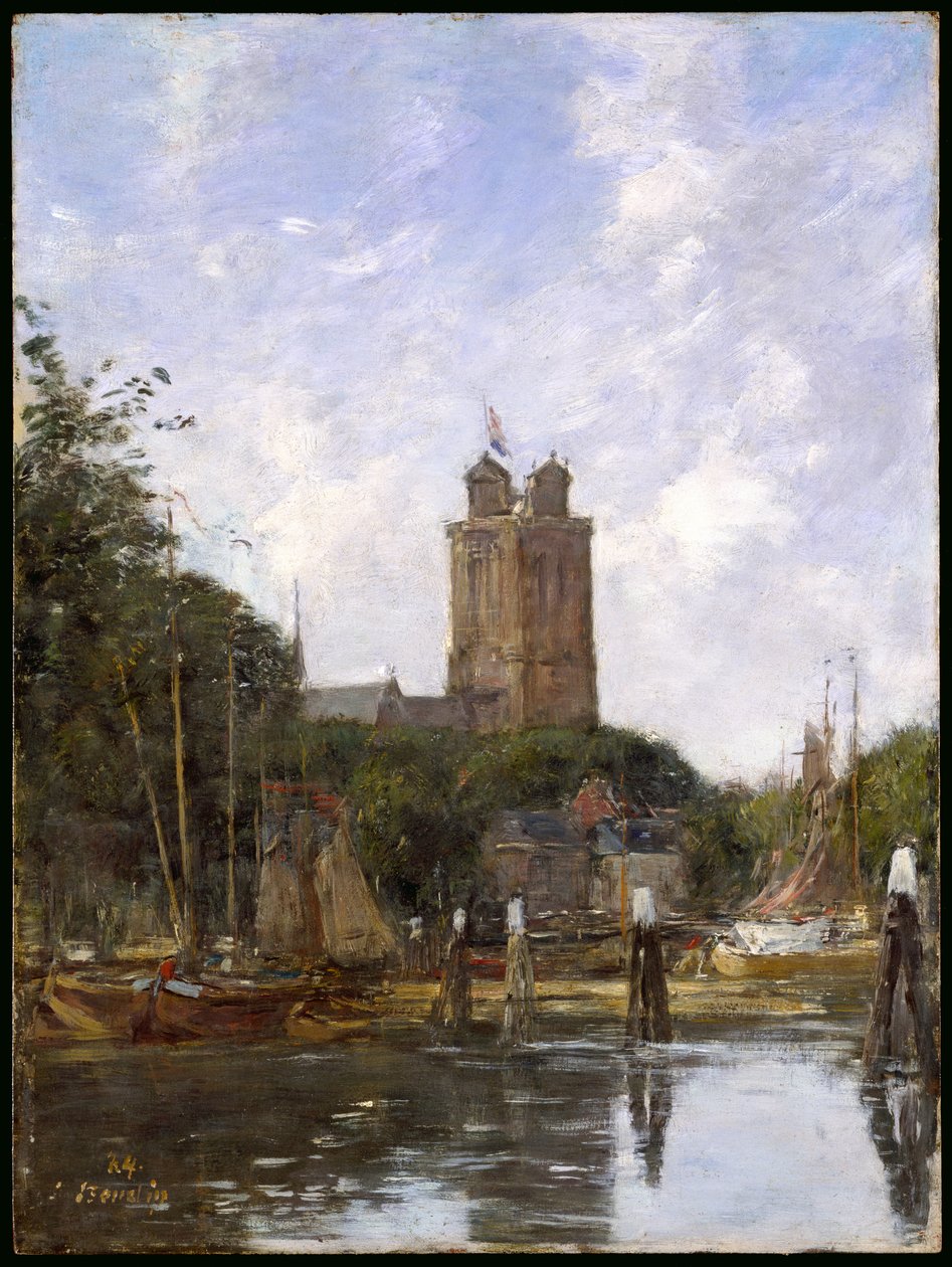 Dordrecht, Suuri kirkko kanavalta, 1884 tekijältä Eugene Louis Boudin
