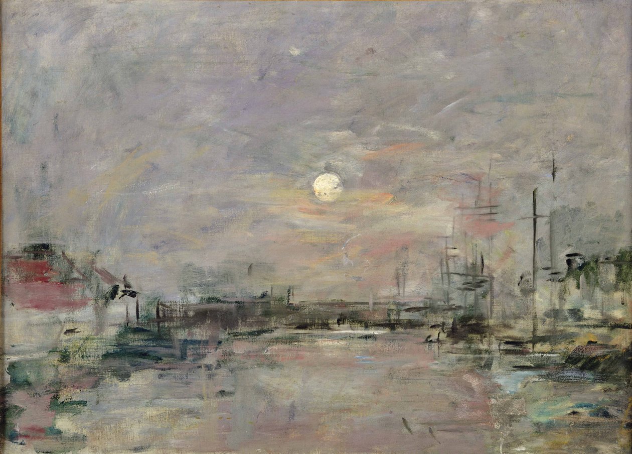 Hämärä Le Havren kaupallisella satamalaiturilla, n. 1892-1894 tekijältä Eugene Louis Boudin