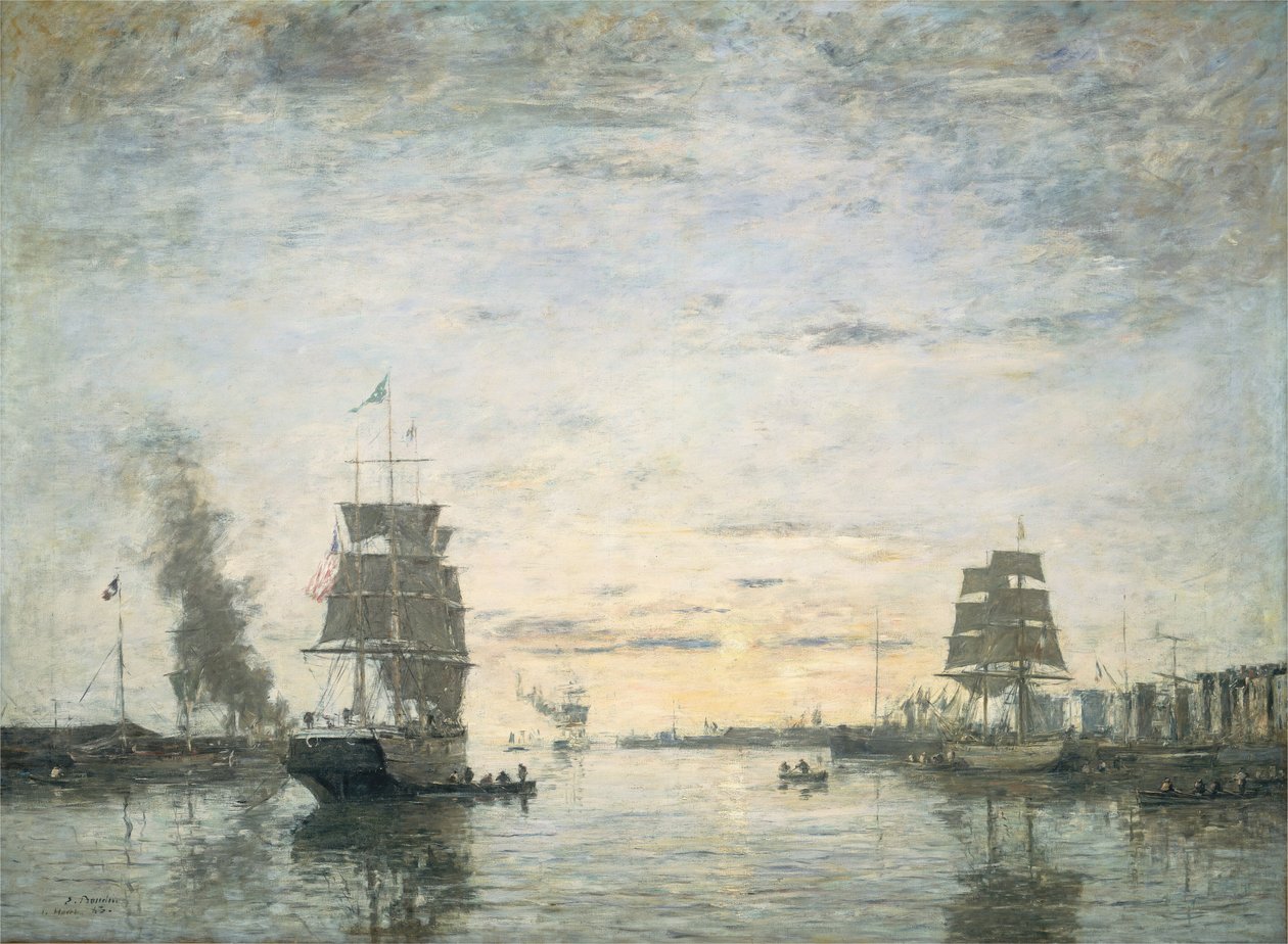 Sisäänkäynti satamaan, Le Havre, 1883. tekijältä Eugene Louis Boudin