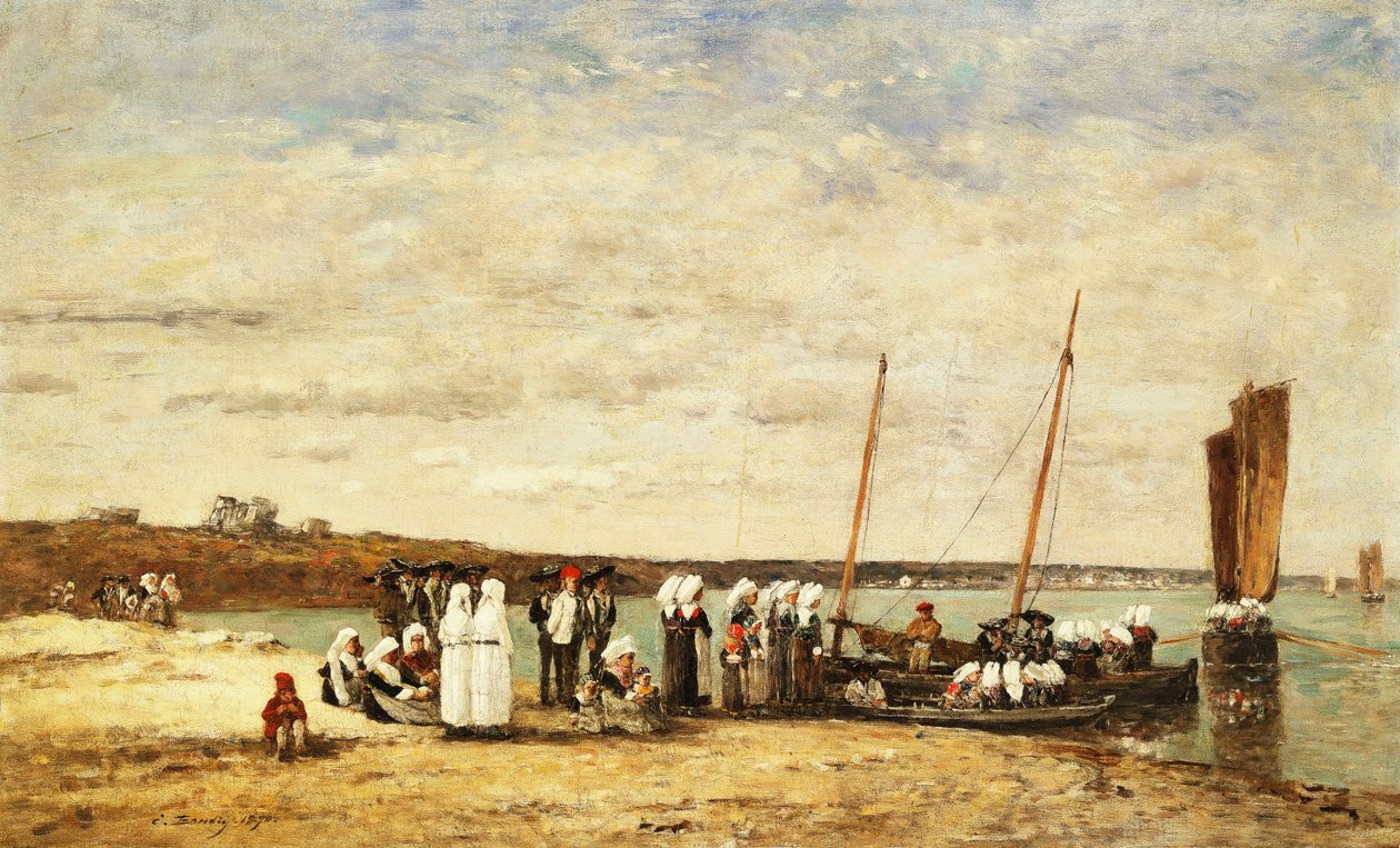 Kalastajanaiset poistumassa Plougastelista, 1870 tekijältä Eugene Louis Boudin