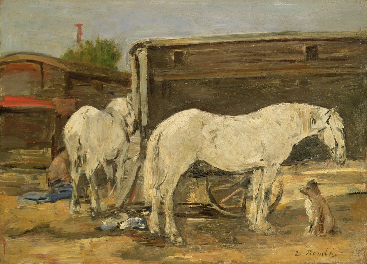 Gypsy Horses, n. 1885-1890 tekijältä Eugene Louis Boudin